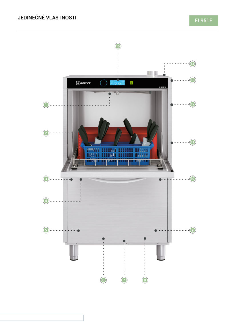 Umývačka čierneho riadu a prepraviek KRUPPS EL951E