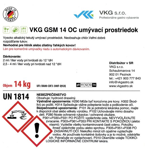 VKG GSM 14 OC umývací prostriedok