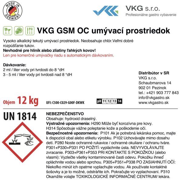 VKG GSM OC umývací prostriedok
